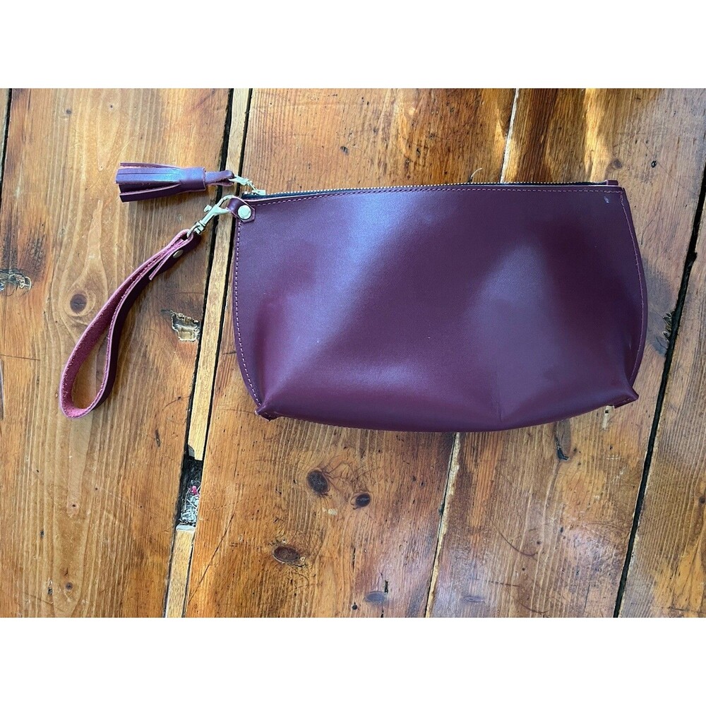 Bubo Handmade Leather Clutch Burgundy Size 7 x 11 Handmade In TN